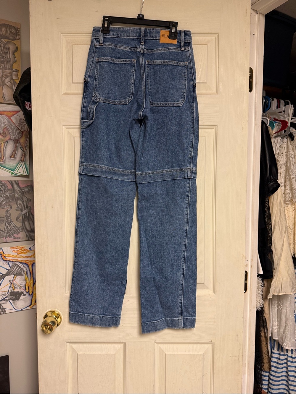 Hollister Denim Cargo Pants in Light Blue